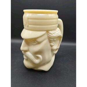 Vintage 80's Avon Face Mug "Casey at the Bat" White Milk Glass/Custard Glass